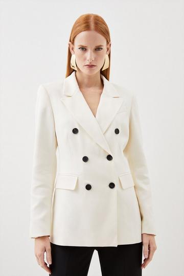Tailored Double Breasted Blazer ivory