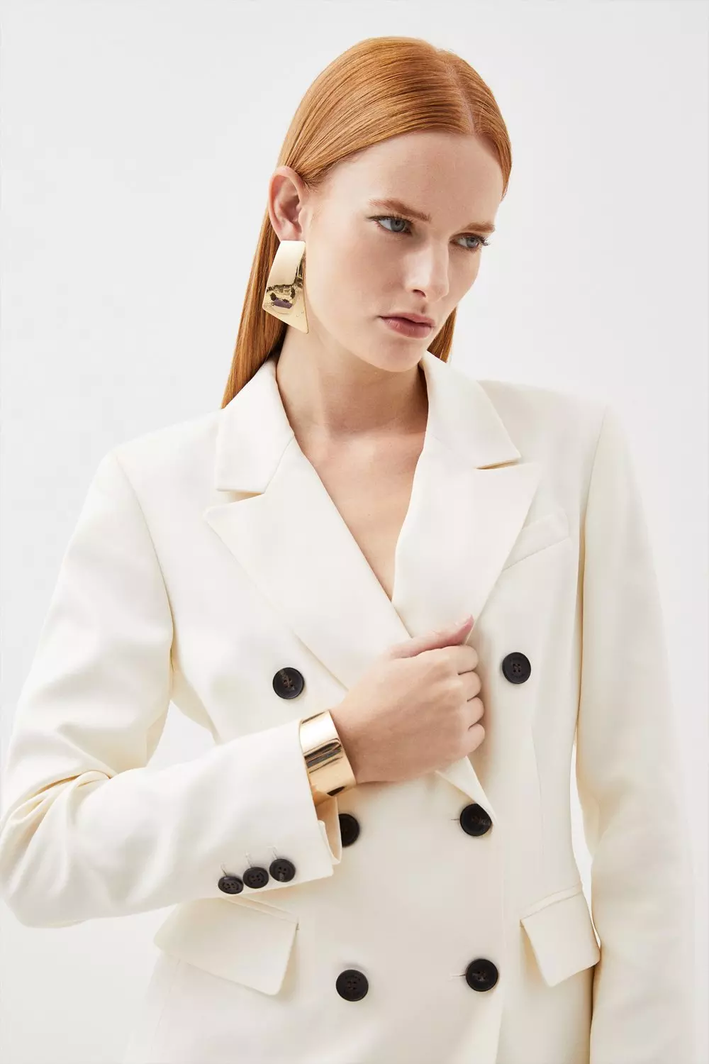 White double shop breasted blazer womens