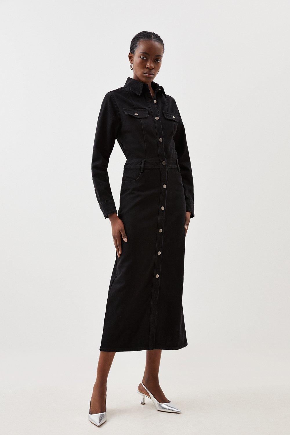 Long black cheap shirt dress uk