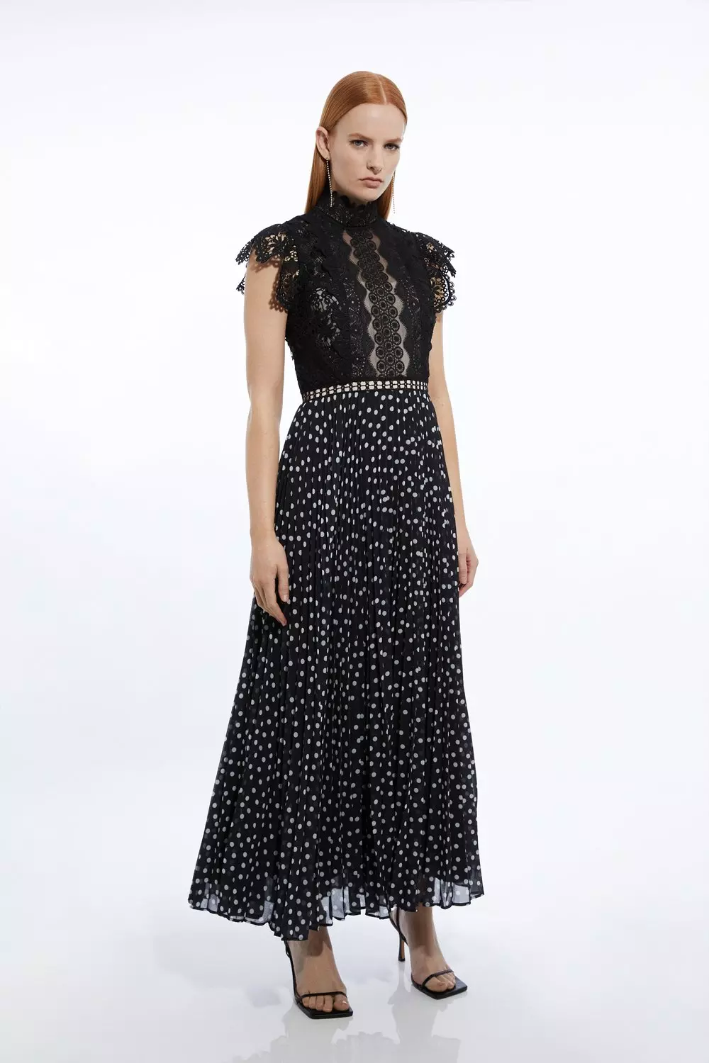 Polka dot lace clearance dress