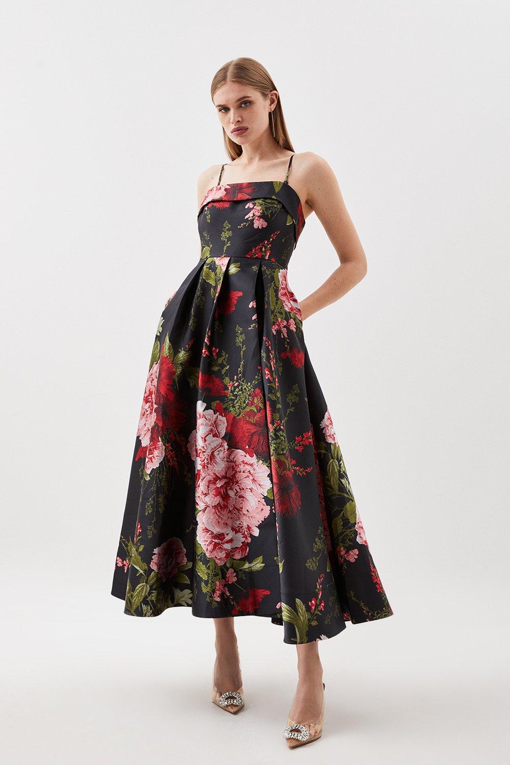 Karen millen on sale black floral dress