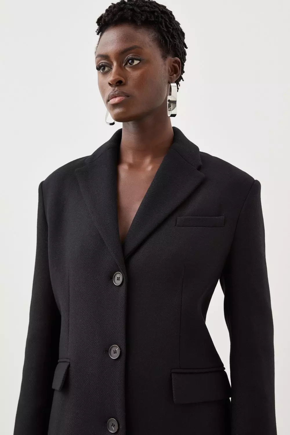 Womens black midi outlet coat