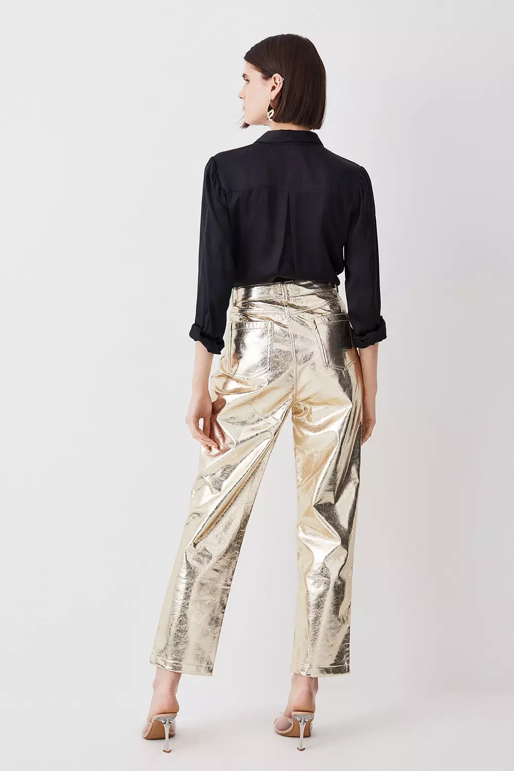 Wide leg shop gold trousers