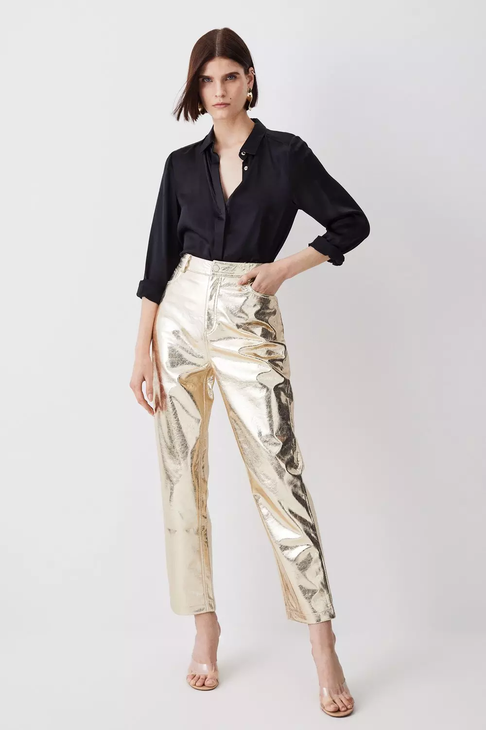 Gold Vegan Leather Trouser – Never Fully Dressed