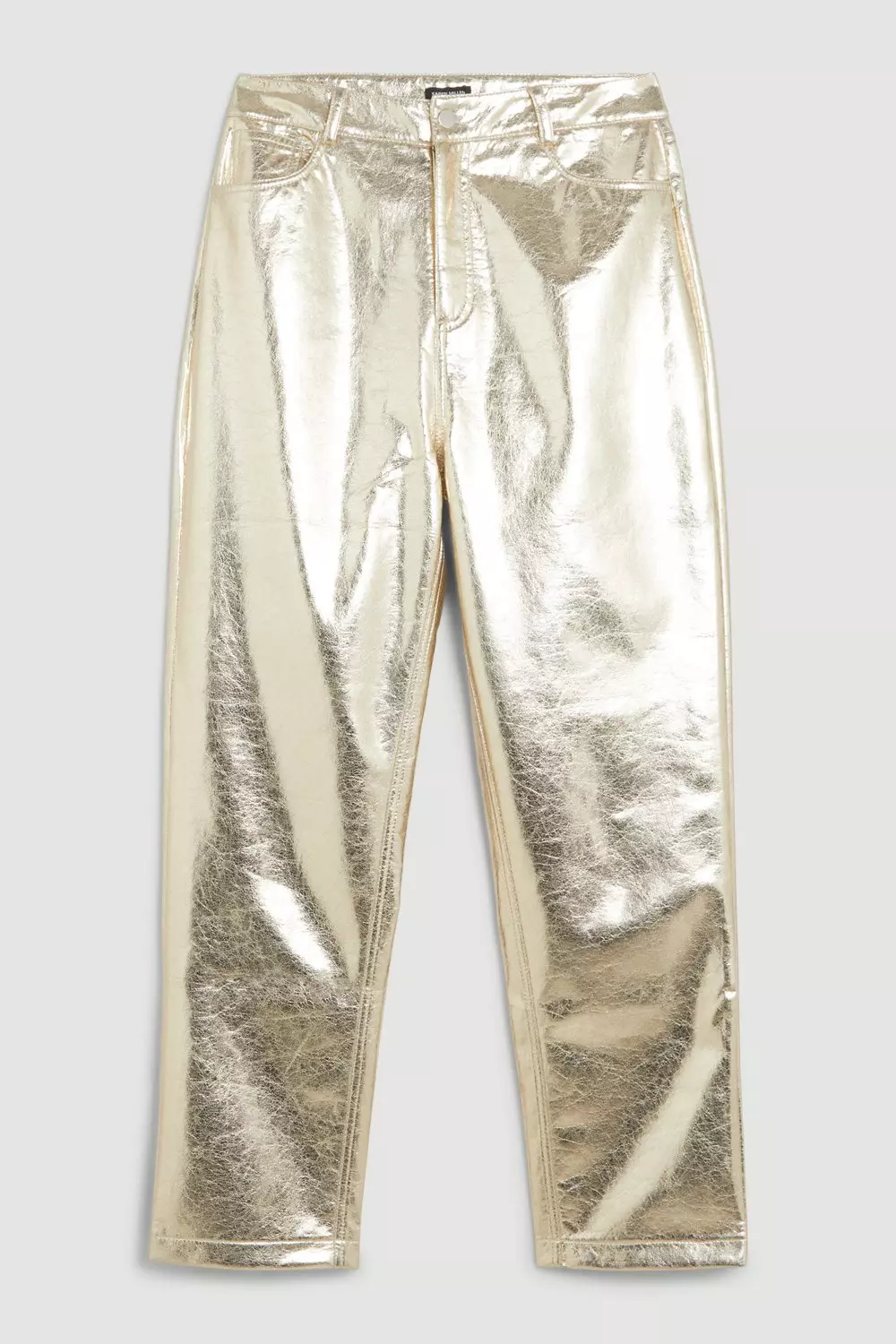 Golden Faux Leather Tapered Pants