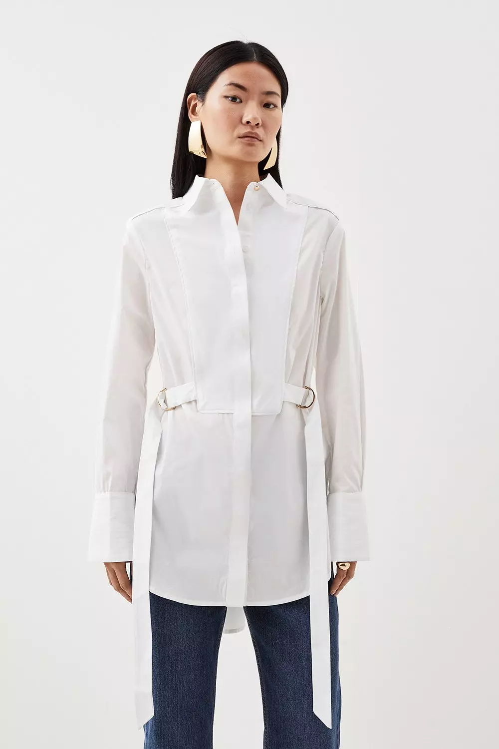 Longline hot sale white shirt