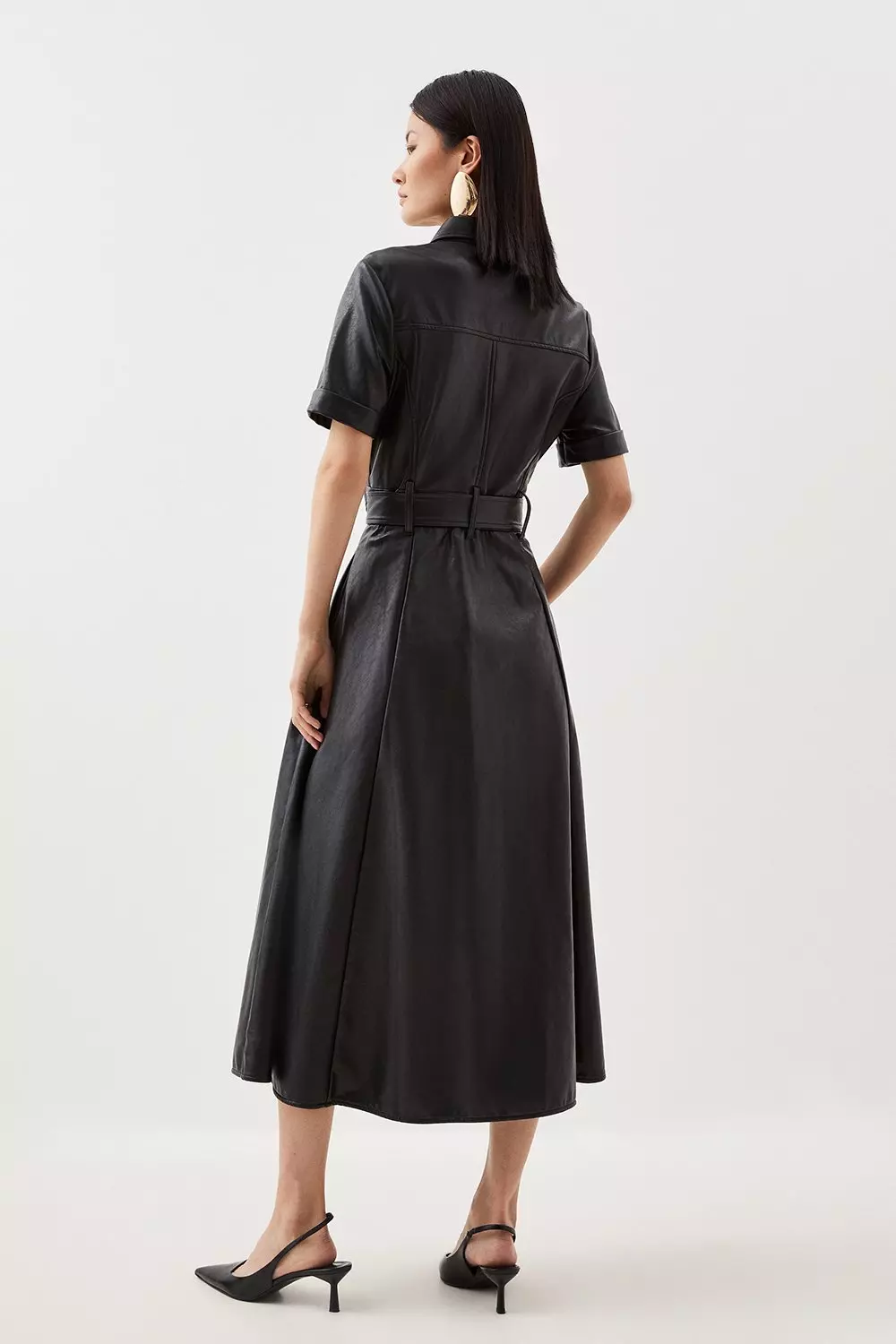 Karen millen faux leather on sale dress