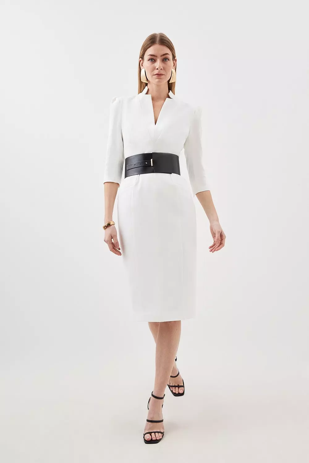 White pencil dress with hot sale sleeves