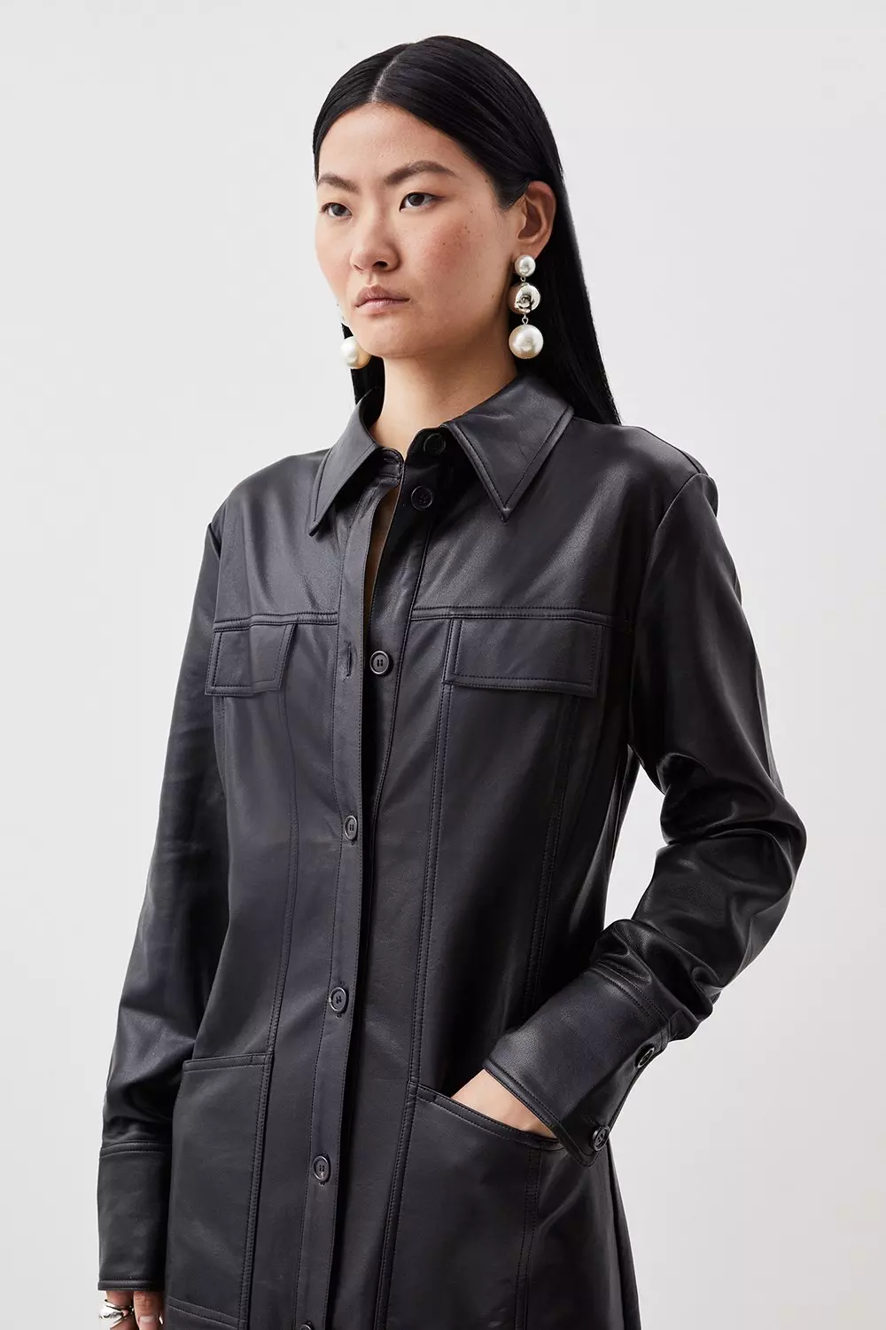 Western leather best sale trench coat