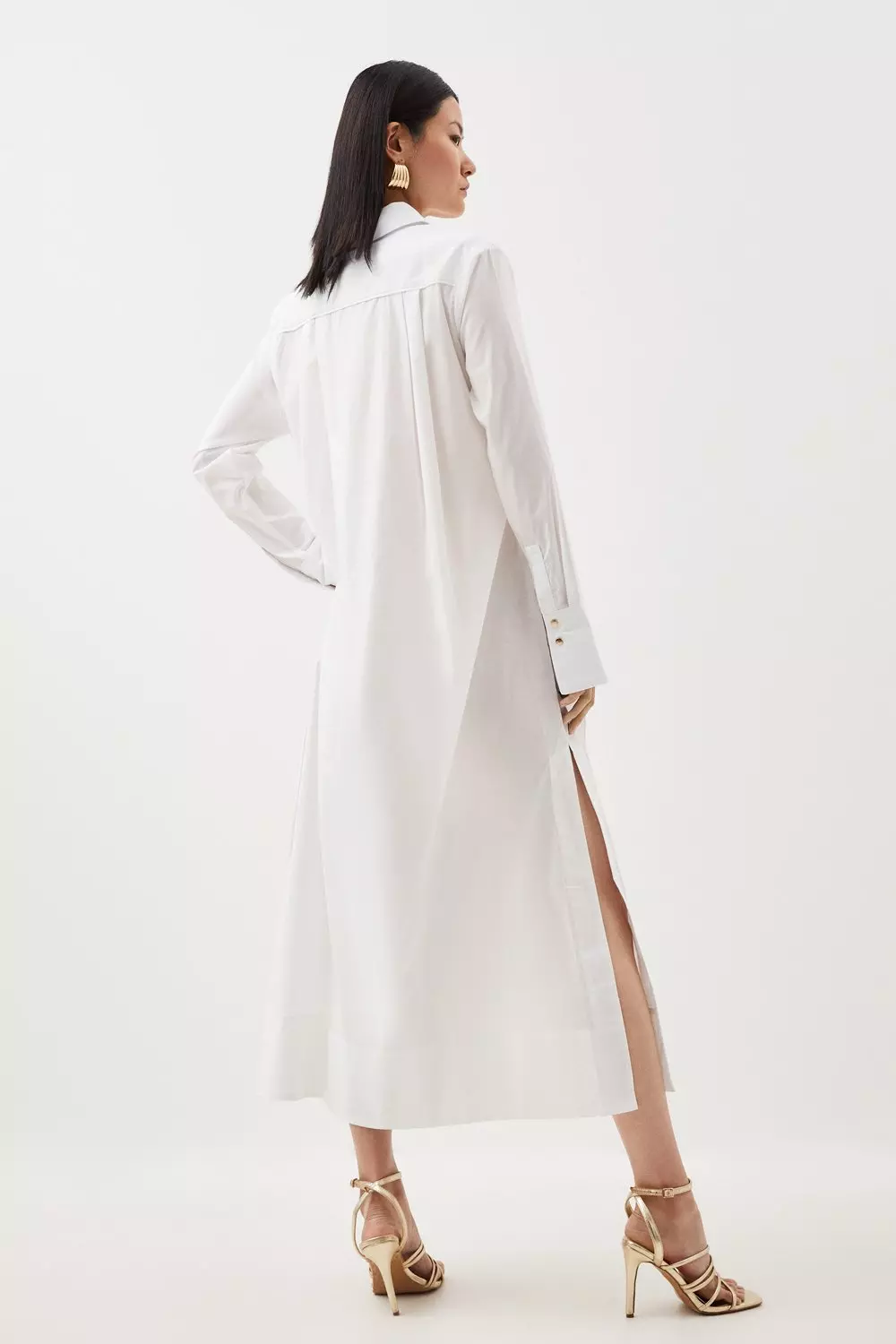 White poplin deals longline shirt dress