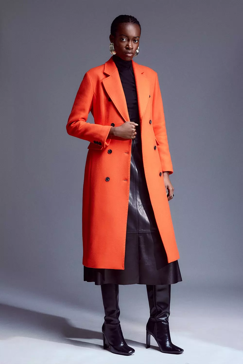 Italian Manteco Wool Blend Double Breasted Tailored Coat | Karen Millen