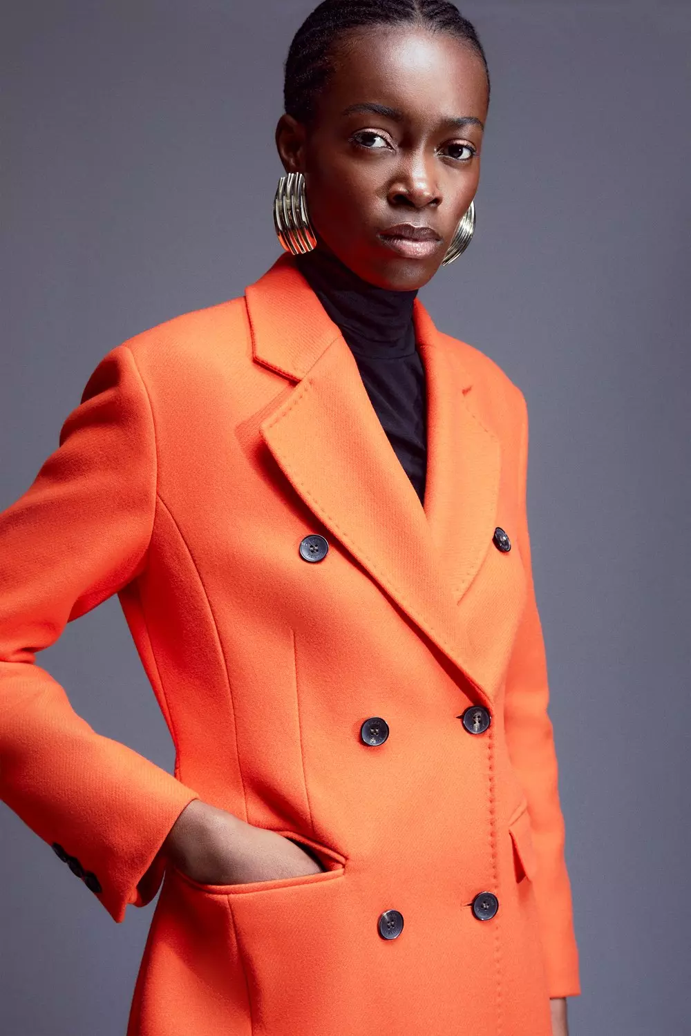 Womens orange cheap wool coat