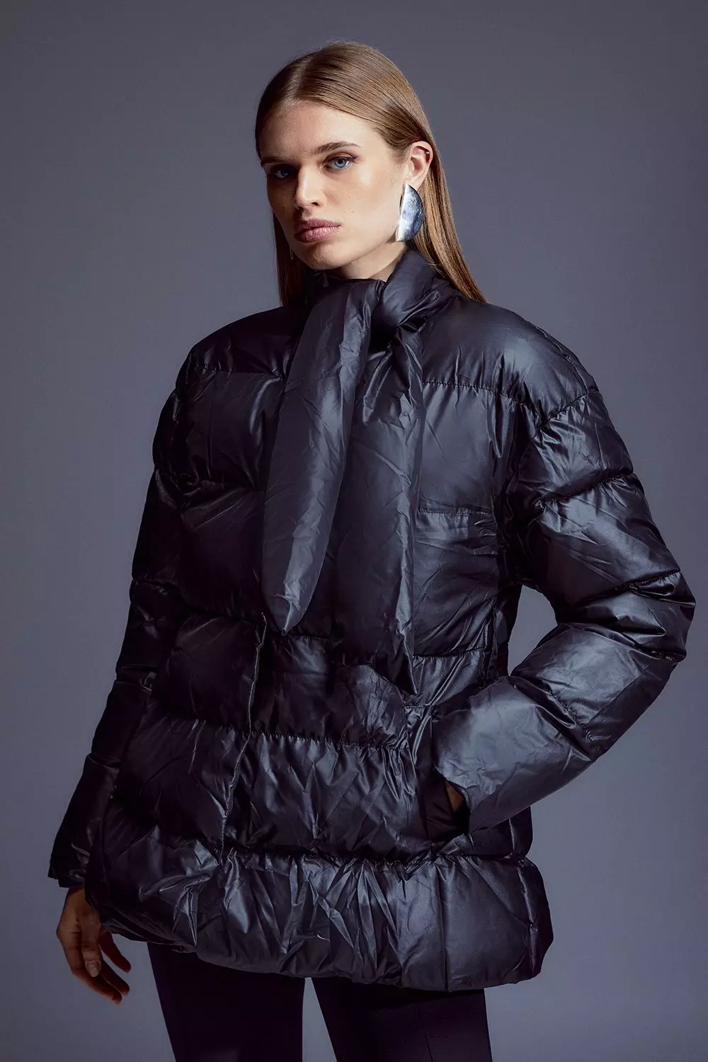 Karen millen best sale black puffer coat