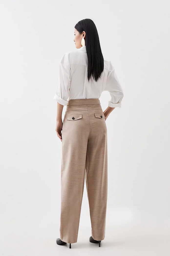 Tailored Wool Blend Wide Leg Pants | Karen Millen