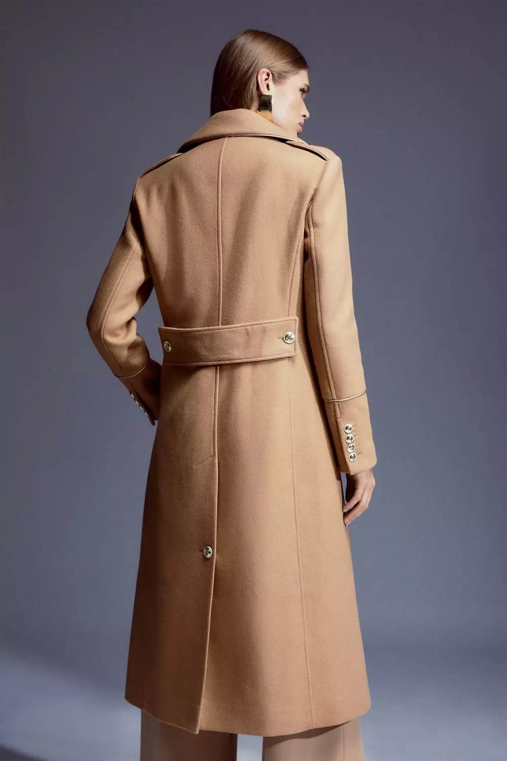 Karen Millen Womens Double Breasted Maxi Tailored Coat