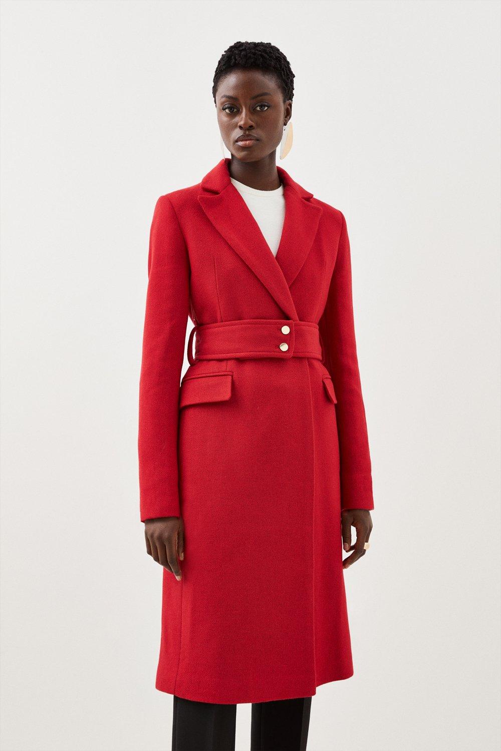 Womens wool red on sale coat