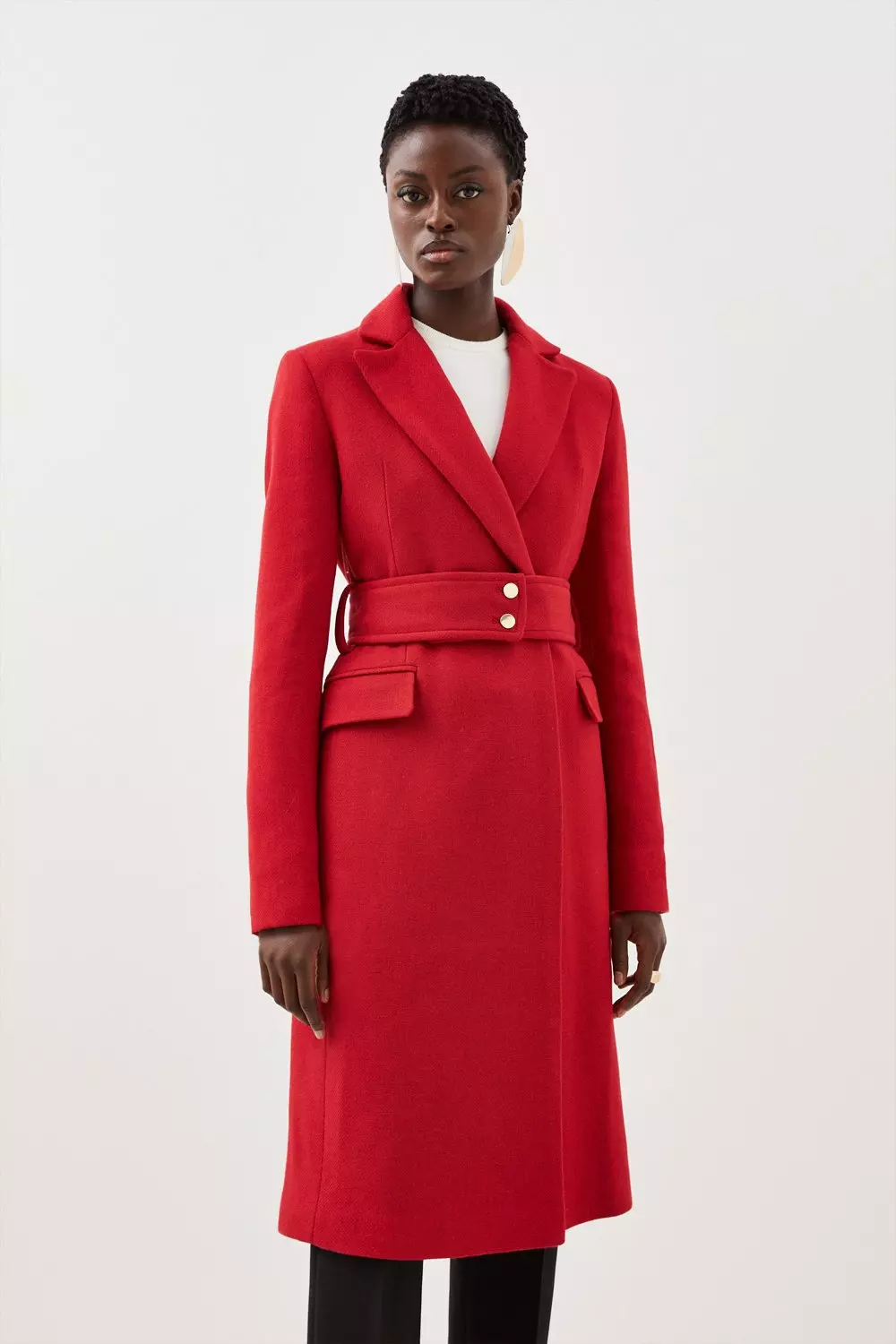 Cinched waist cheap wool coat