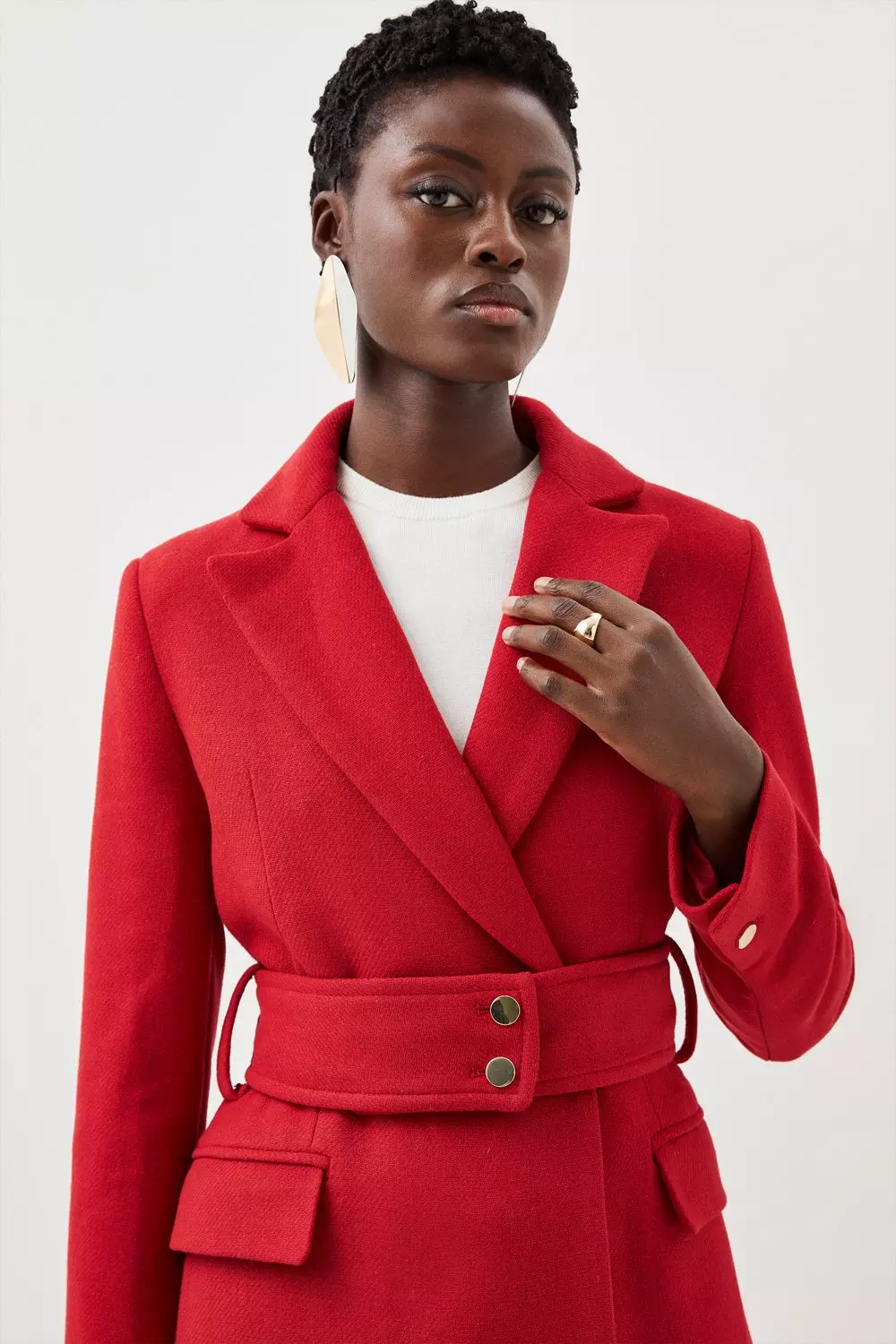 Karen millen cheap red wool coat