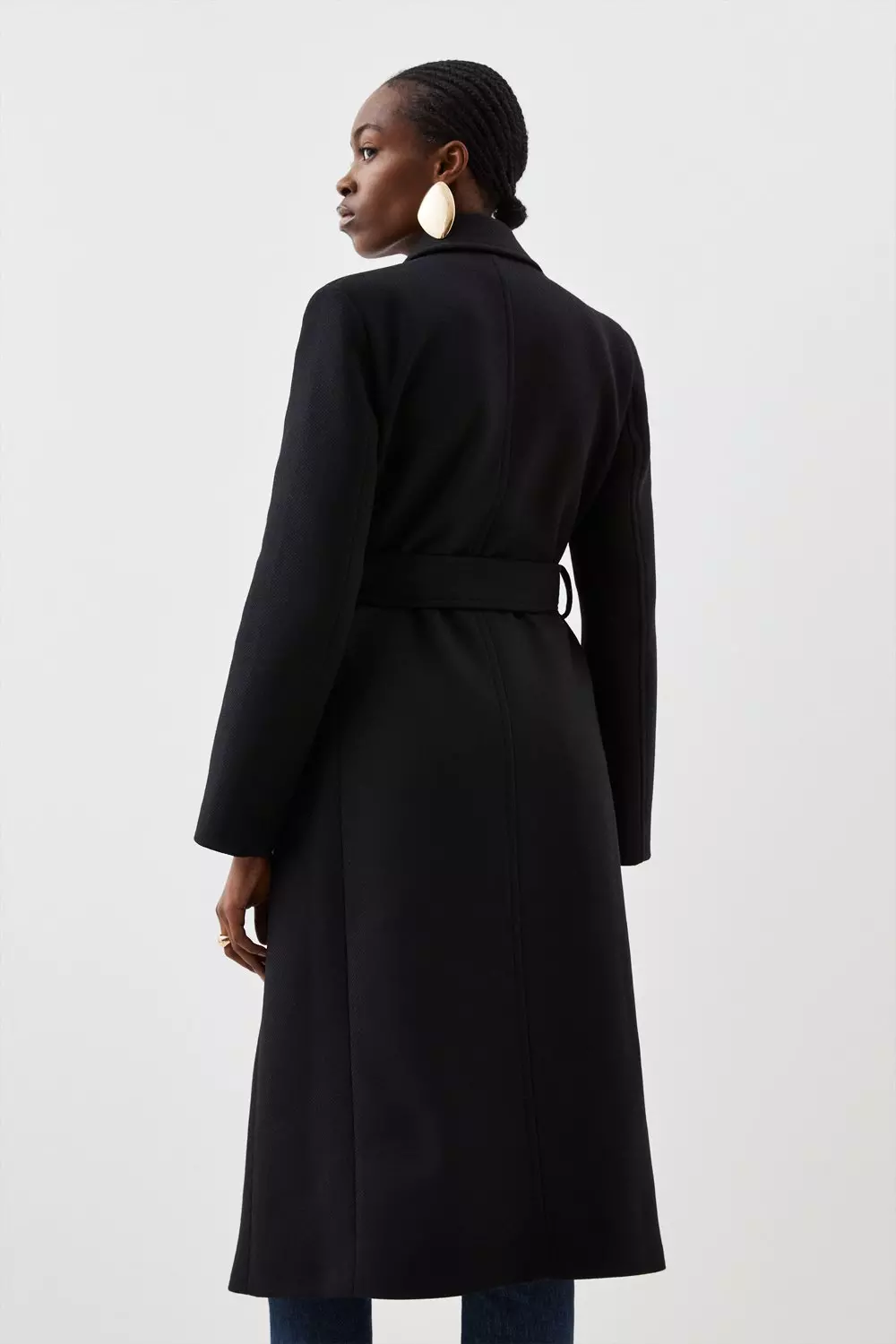 Italian Manteco Wool Mix Belted Midi Wrap Coat