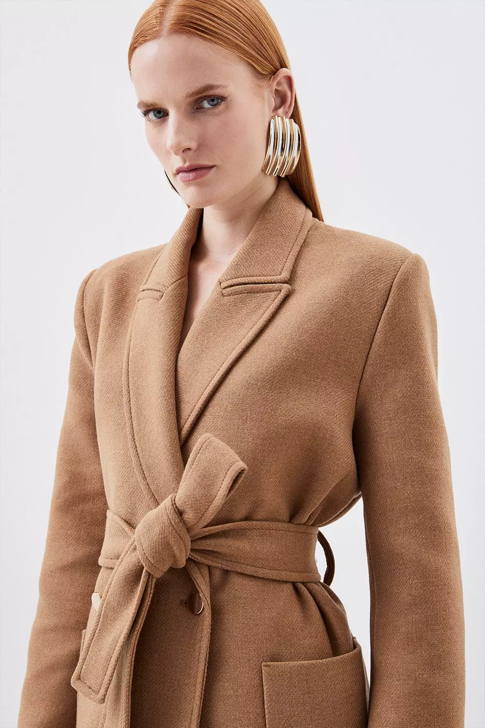 Karen millen wool 2025 wrap camel coat