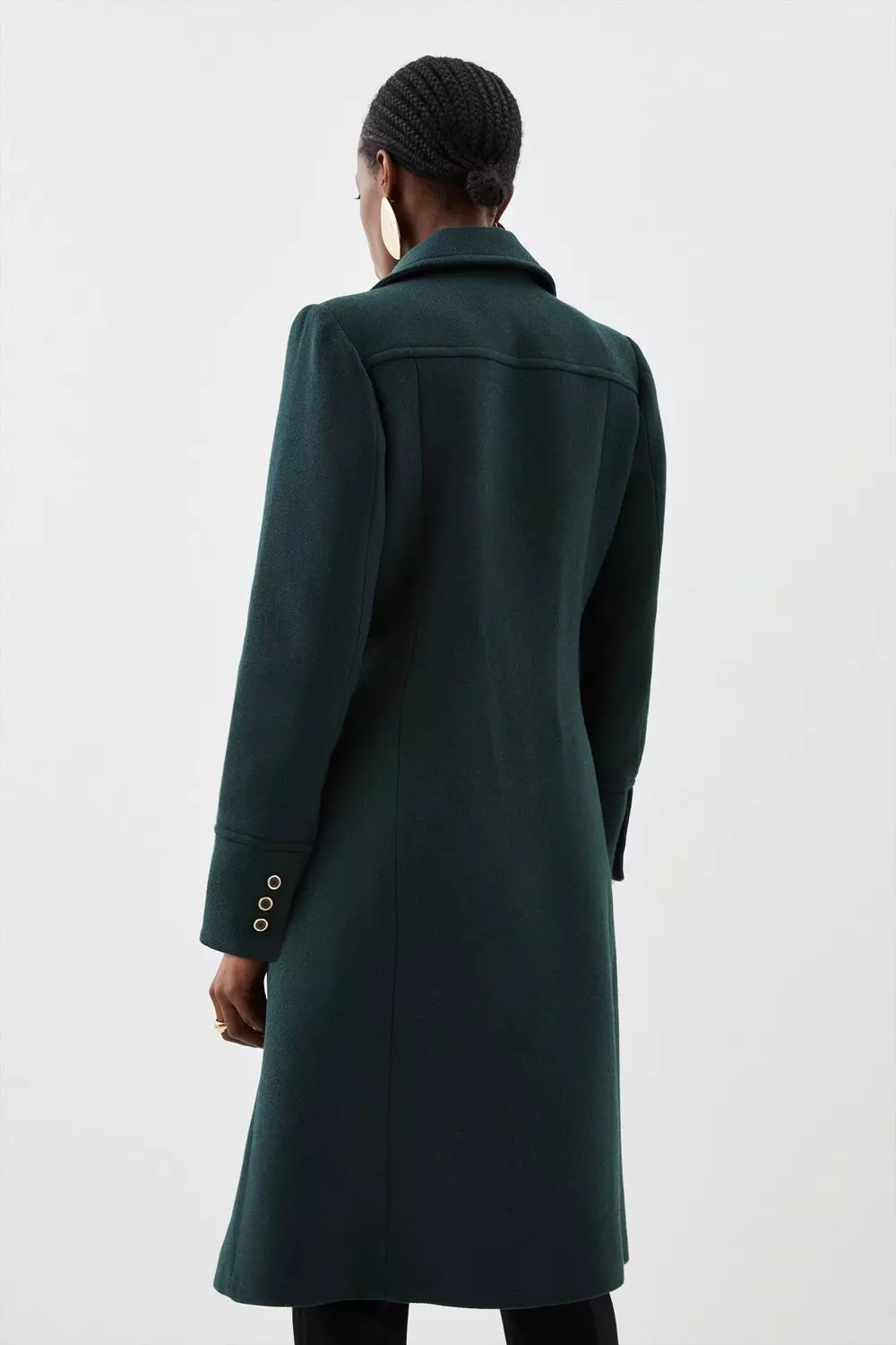 Italian Manteco Wool Mix Military Double Breasted Midi Coat | Karen Millen