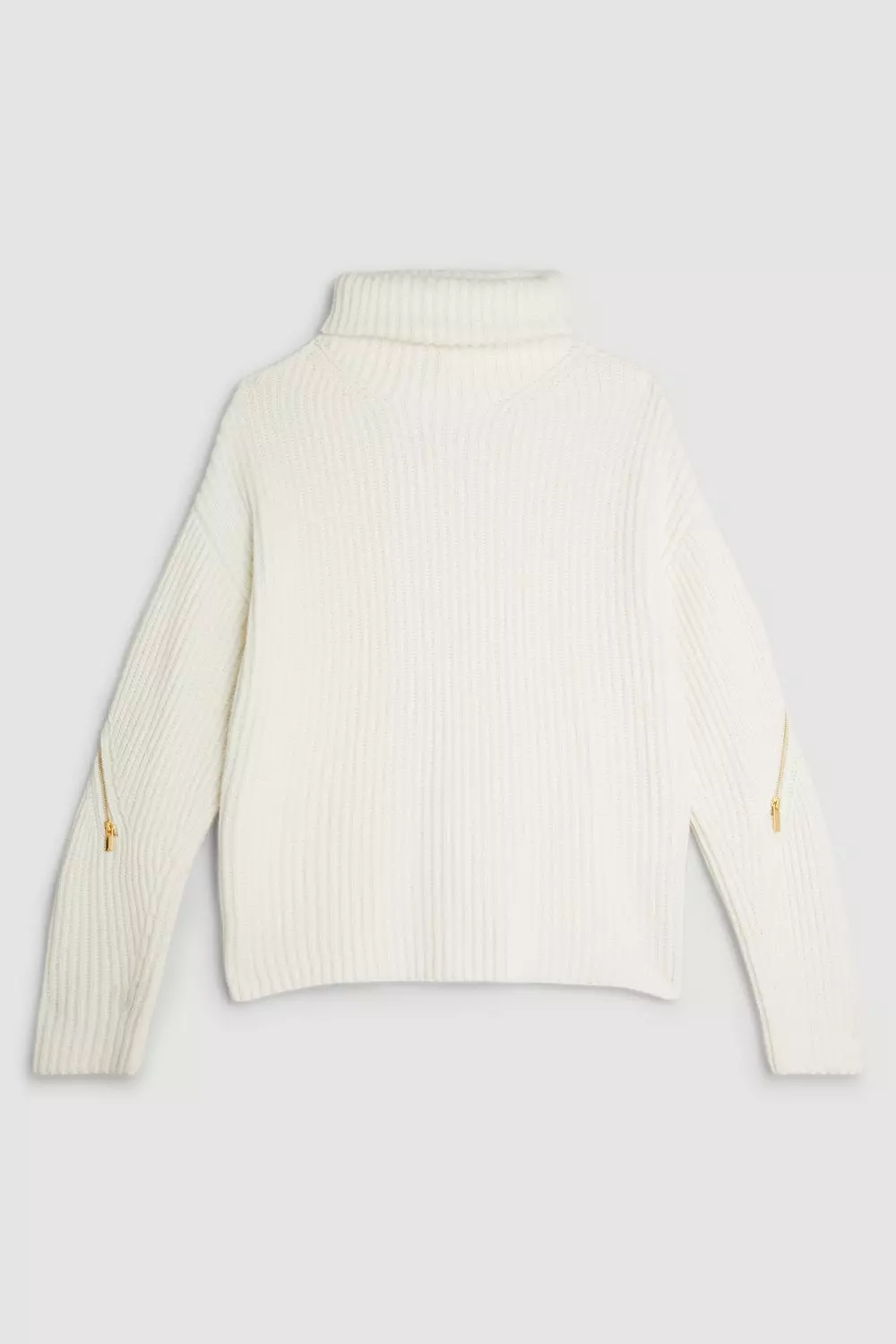 Cashmere Blend Turtleneck Knit Zip Detail Sweater