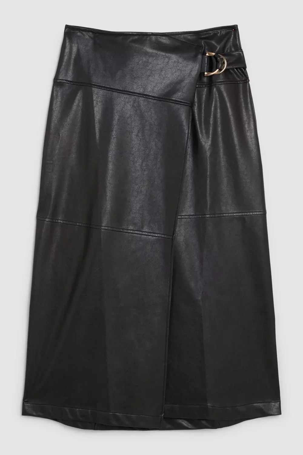 Faux Leather Tie Detail Wrap Midi Skirt Karen Millen