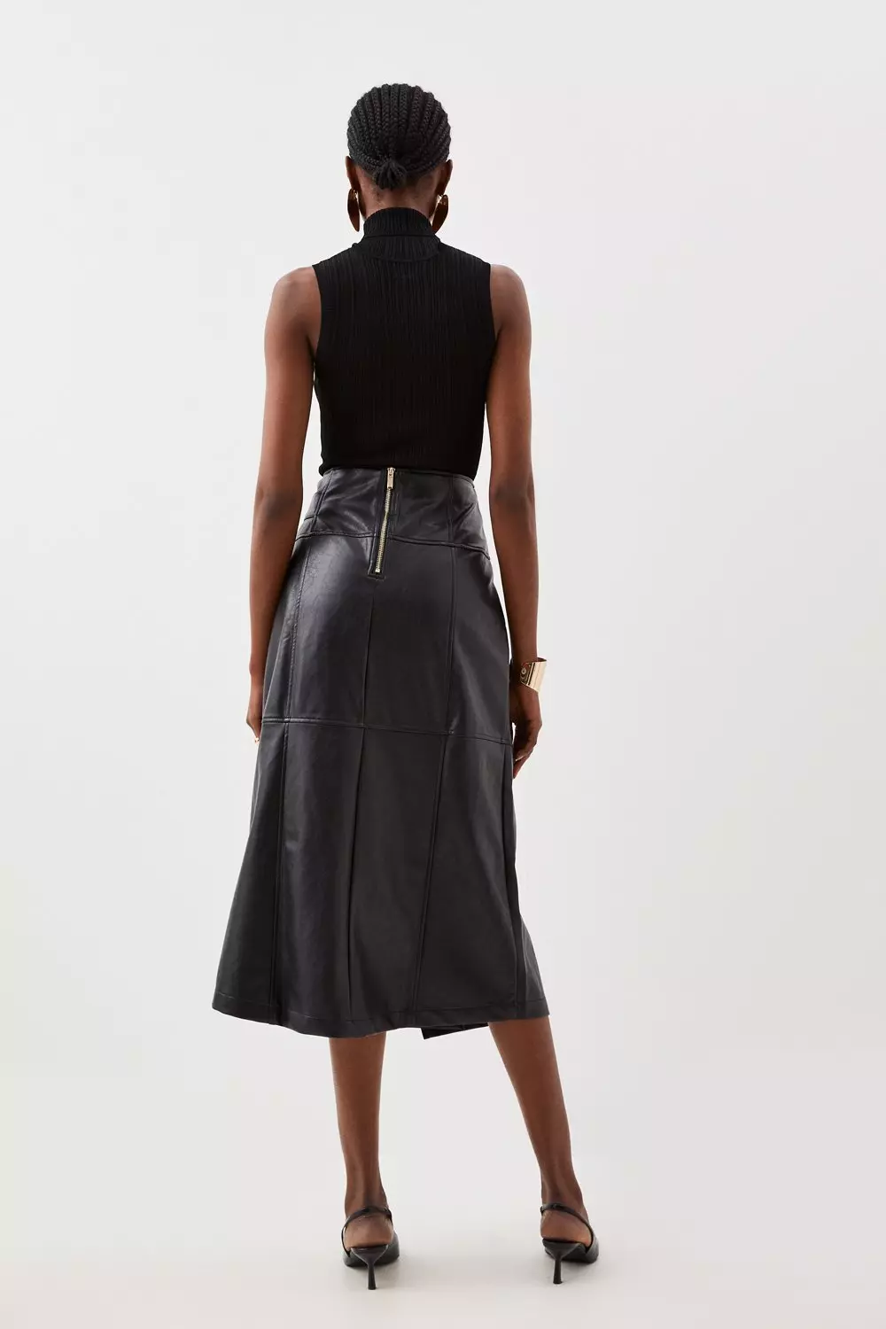 Leather midi shop skirt xl