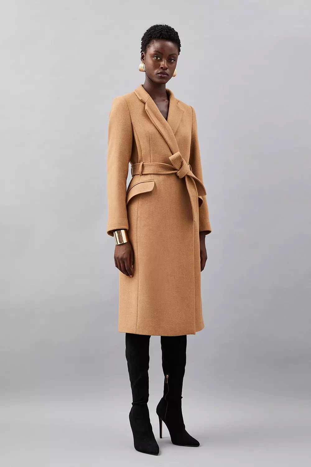 Italian Manteco Wool Forever Notch Neck Maxi Coat