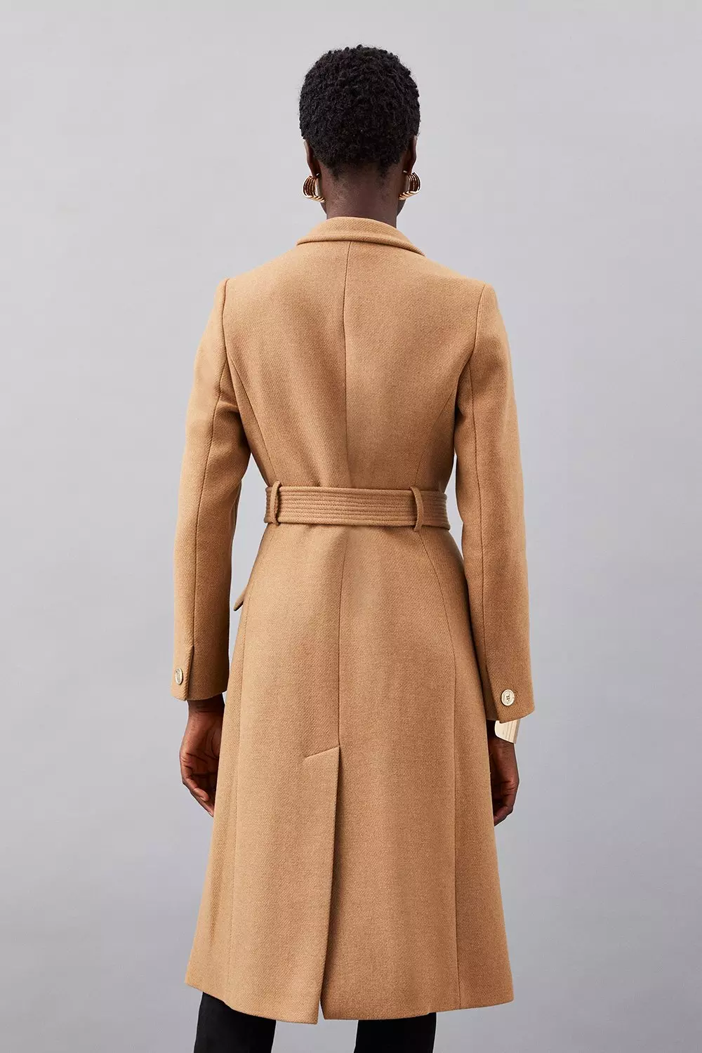 Buy Karen Millen Italian Wool Blend Double Breasted Coat In Camel