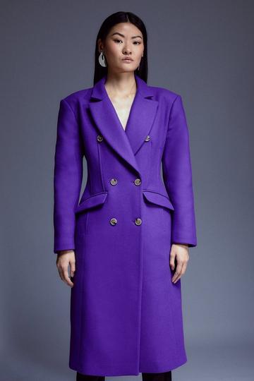 Petite Italian Manteco Wool Hourglass Coat purple