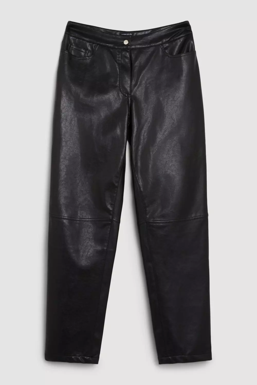 5-Pocket Faux-Leather Pants in Black