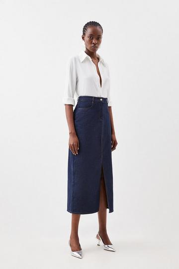 Petite Denim Maxi Skirt indigo