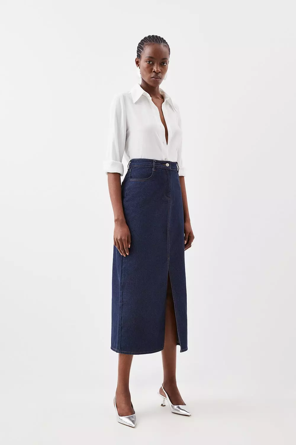 Petite denim cheap maxi skirt