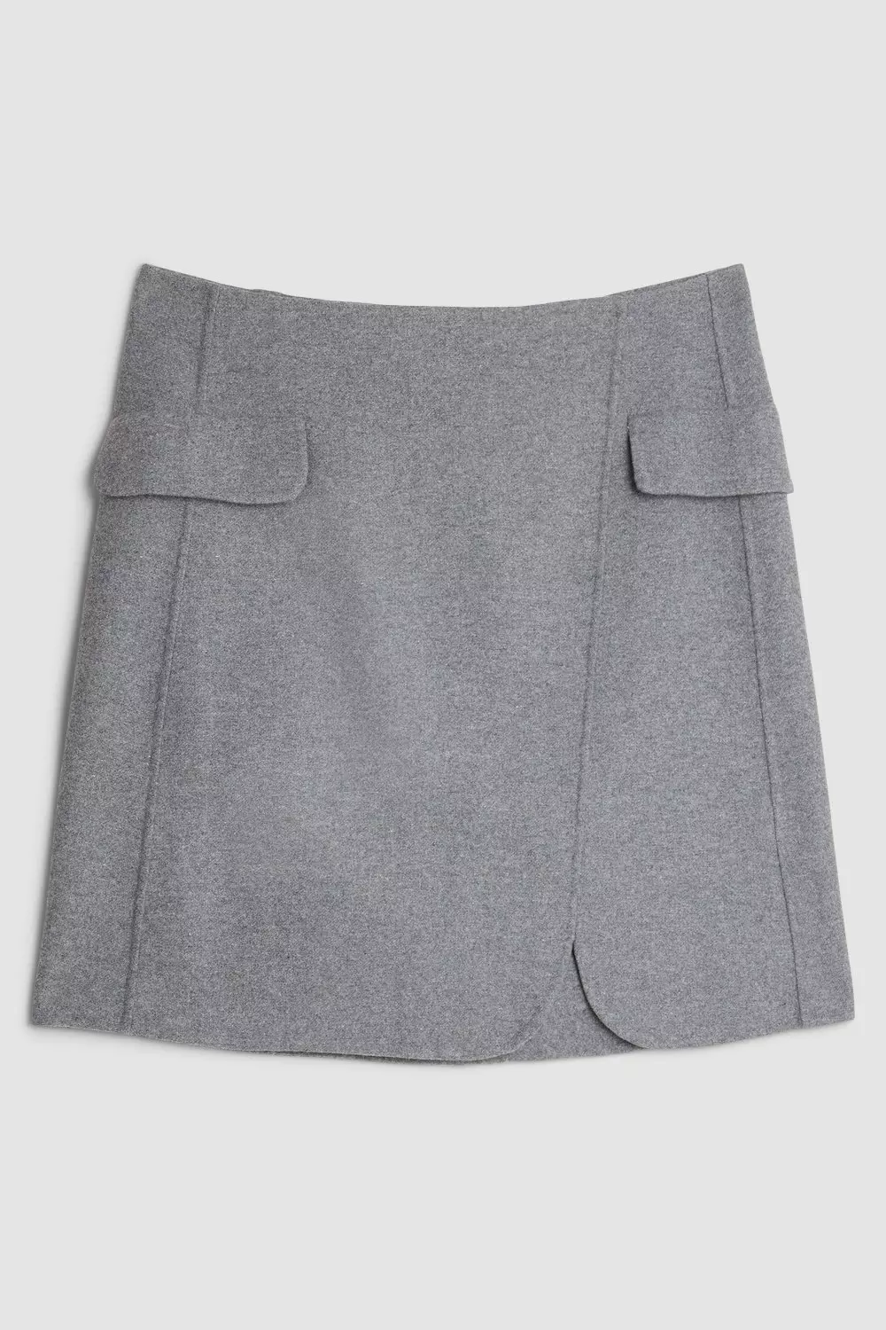 Tailored Double Faced Wool Blend Pocket Detail Mini Wrap Skirt | Karen  Millen