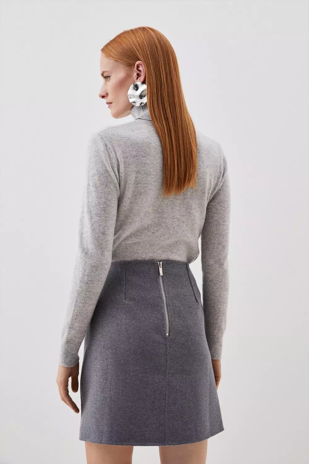Tailored Mini Skirt - Dk. Grey Mel.