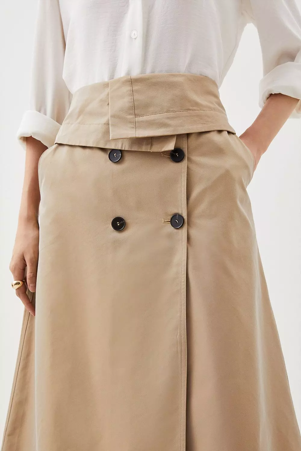 Tailored Trench Midi Skirt
