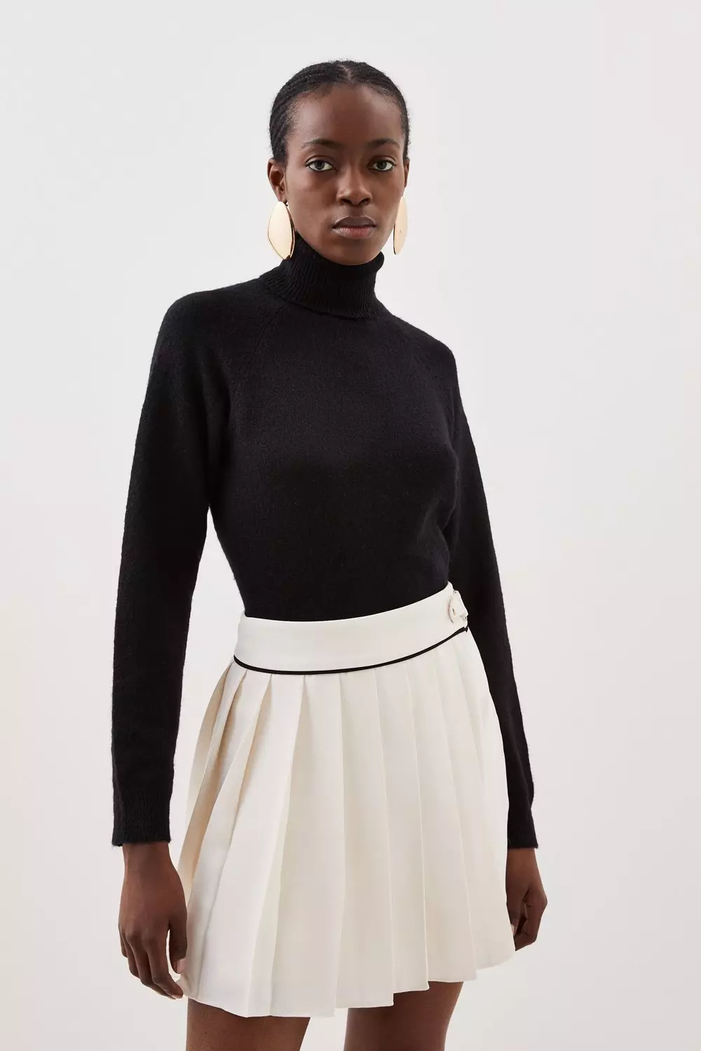 Pleated Tailored Mini Skirt