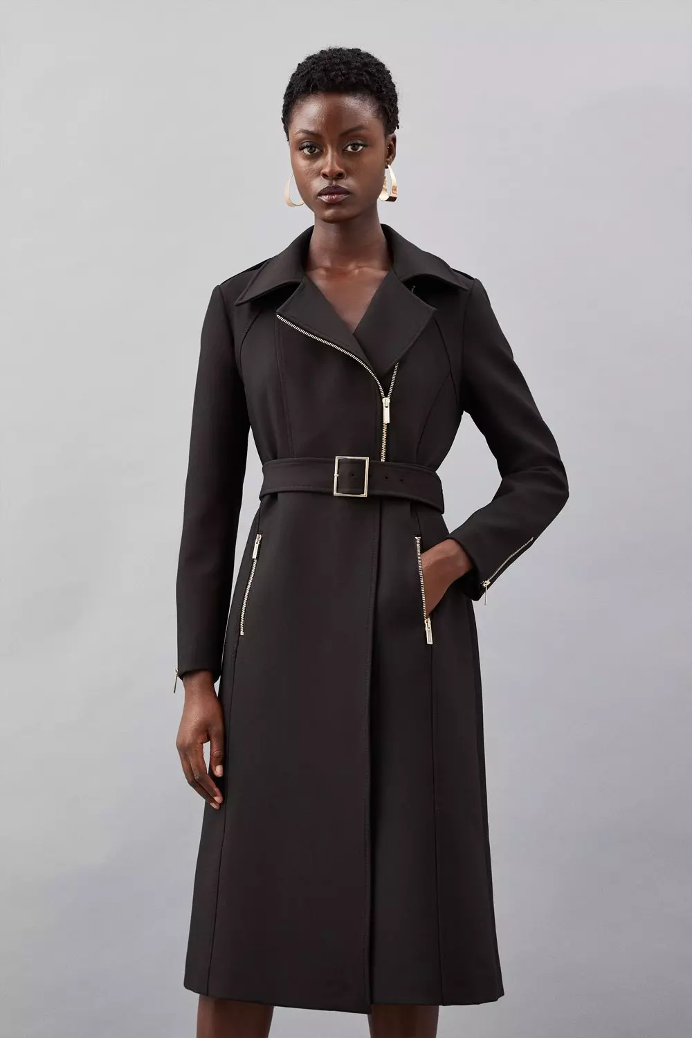 Karen millen tie shop waist tailored coat