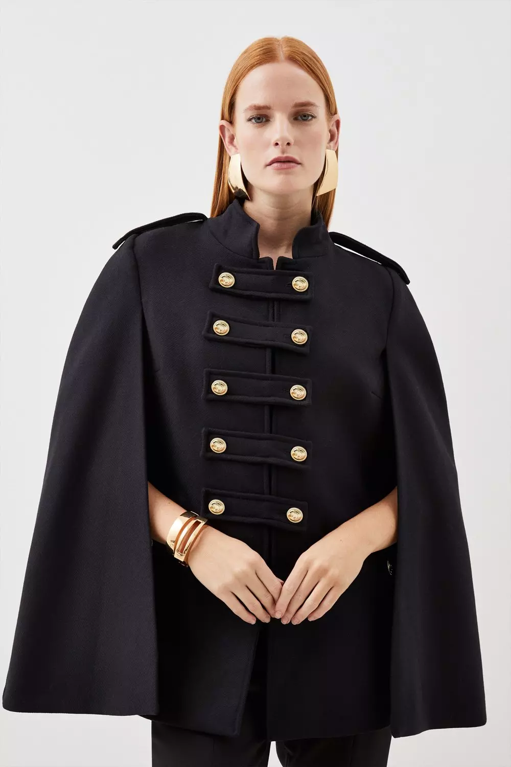 Long black cape outlet coat