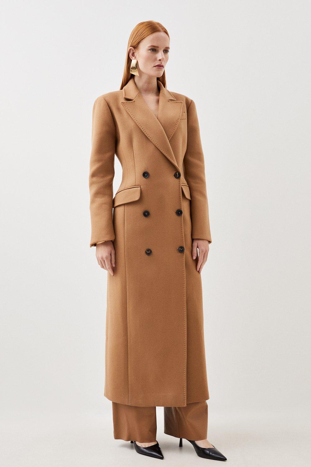 Italian Manteco Wool Blend Fitted Single Breasted Coat | Karen Millen