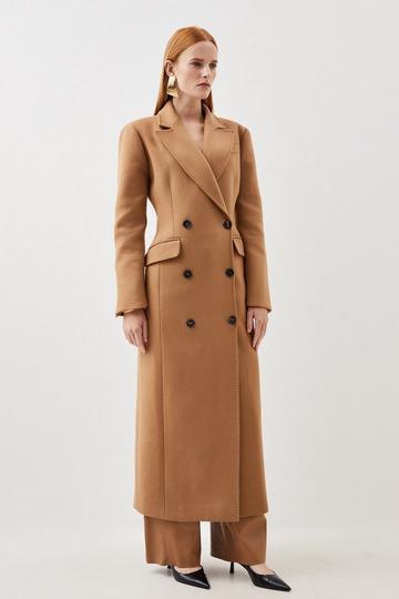 Italian Manteco Wool Blend Fitted Single Breasted Coat camel