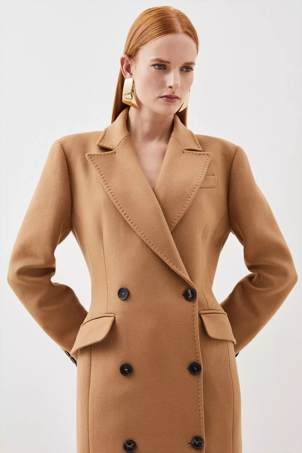 Fitted cheap camel coat