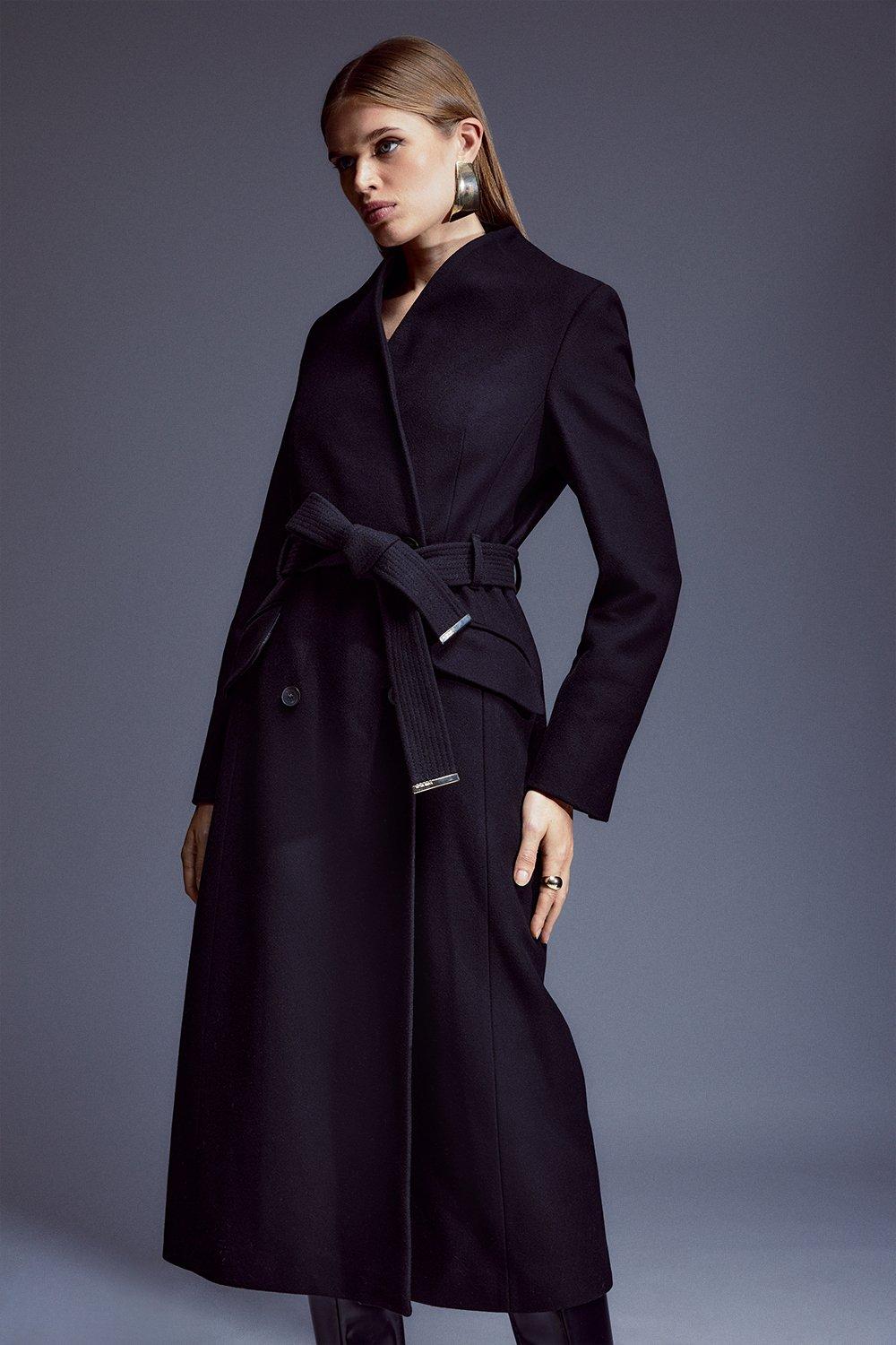 Karen millen black coat sale