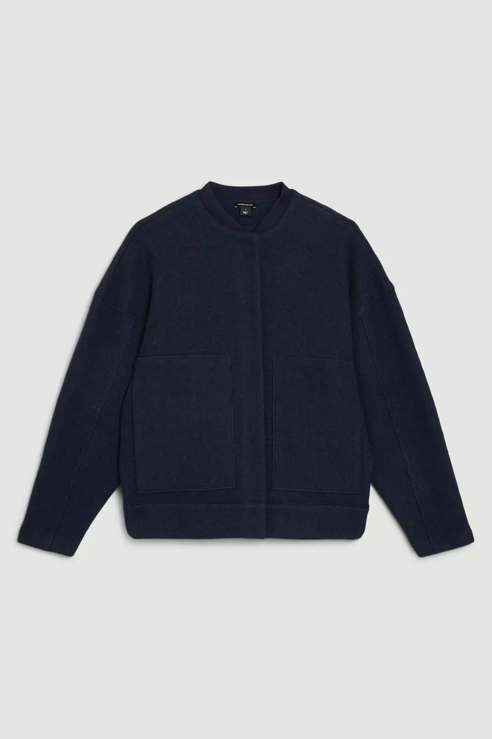 Premium 100% Washed Wool Bomber Knit Jacket | Karen Millen