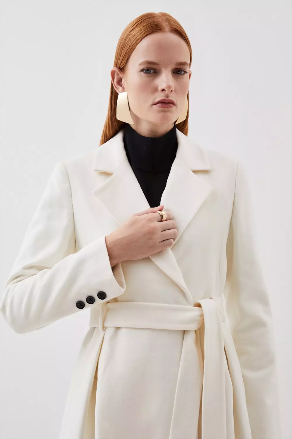 White belted hot sale wool coat