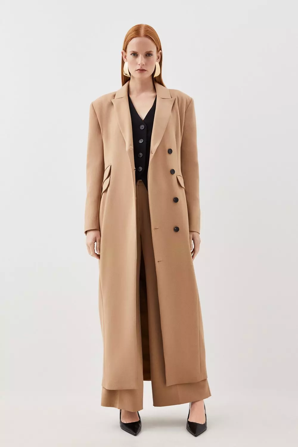 Beige Duster Coat with Leather Pants Outfits For Women (4 ideas & outfits)