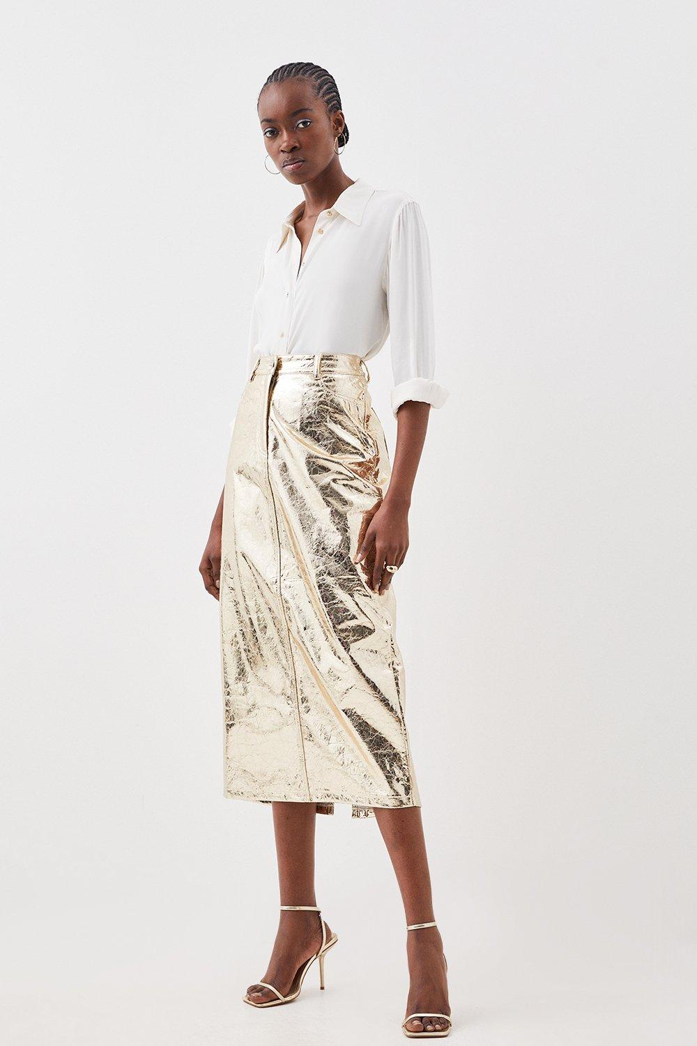 Midi gold clearance skirt