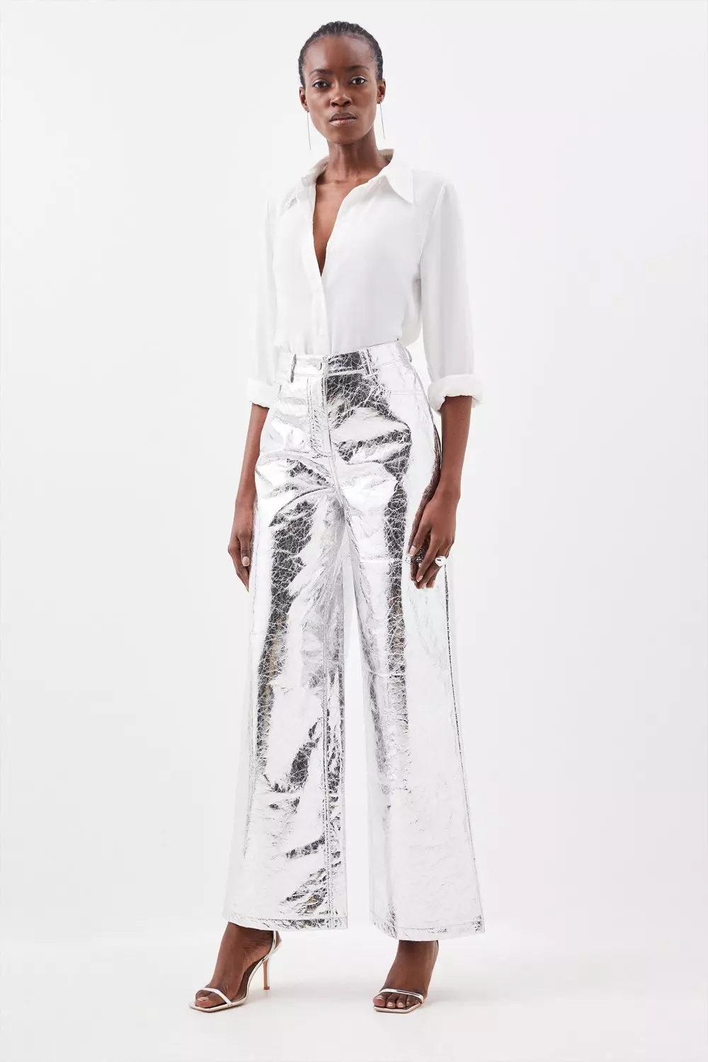 Leather Wide Leg Pants | Karen Millen