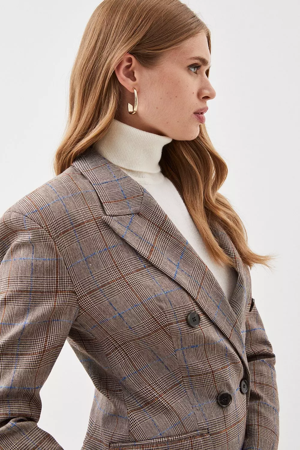 Checked hotsell blazer womens